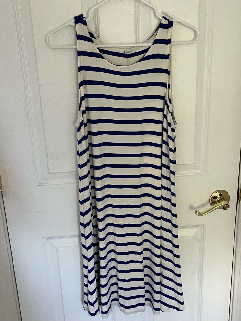Royal Blue and White Striped Maxi Swim Coverup